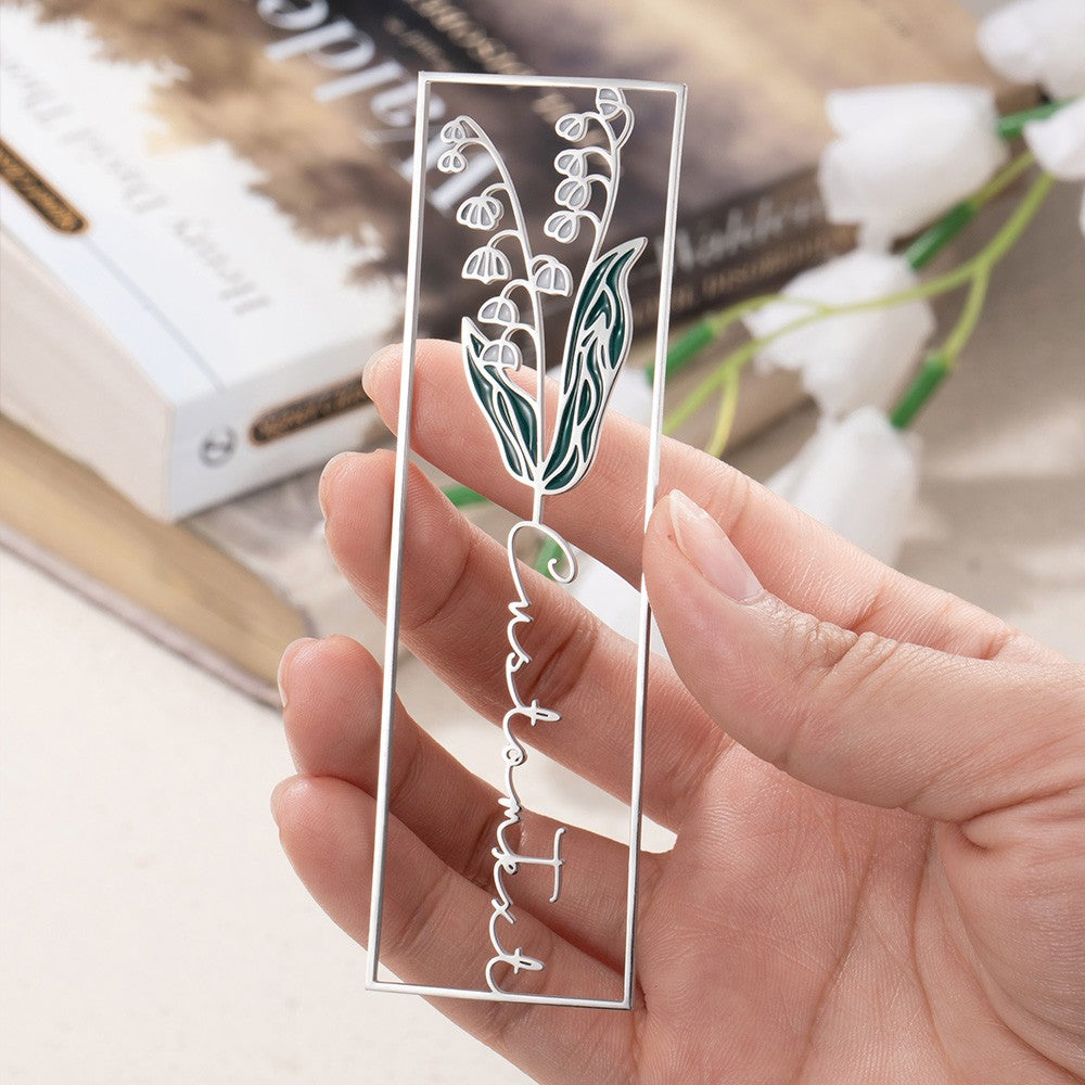 Custom Handmade Watercolor Birthday Flower Name Bookmark, Colorful Birthday Flower Stainless Steel Bookmark, Gift for Book Lovers/Readers
