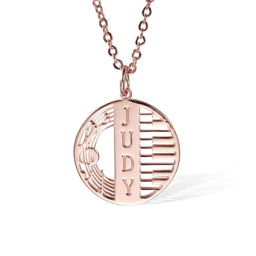 Custom Name Treble Clef Necklace, Engraved Piano Keyboard Notes Charm, Music Necklace, Music Teacher Gift, Gift for Pianist/Music lovers