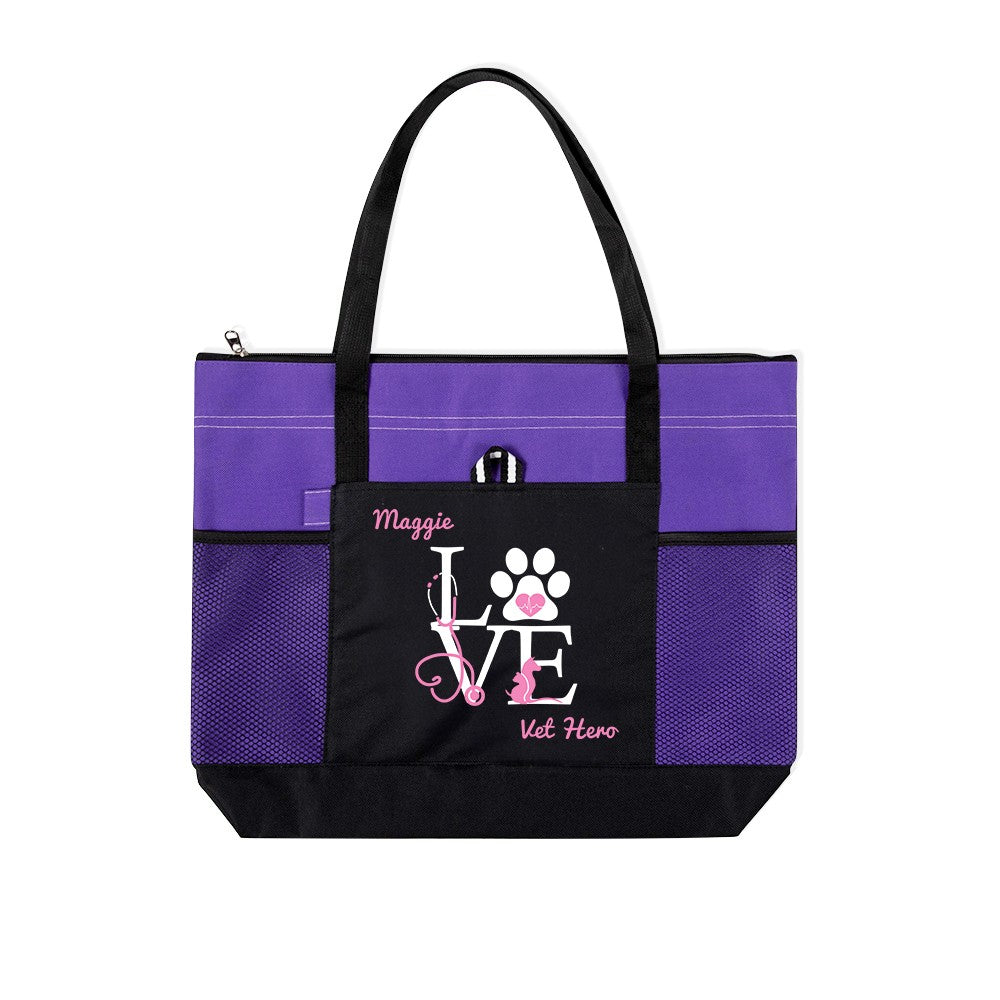 Personalized Veterinary Technician Tote Bag, Customizable Pet Tote Bag for Work, Gift for Vet Tech Week, Dog Tote Bag,  Dog Mom Gifts for Women