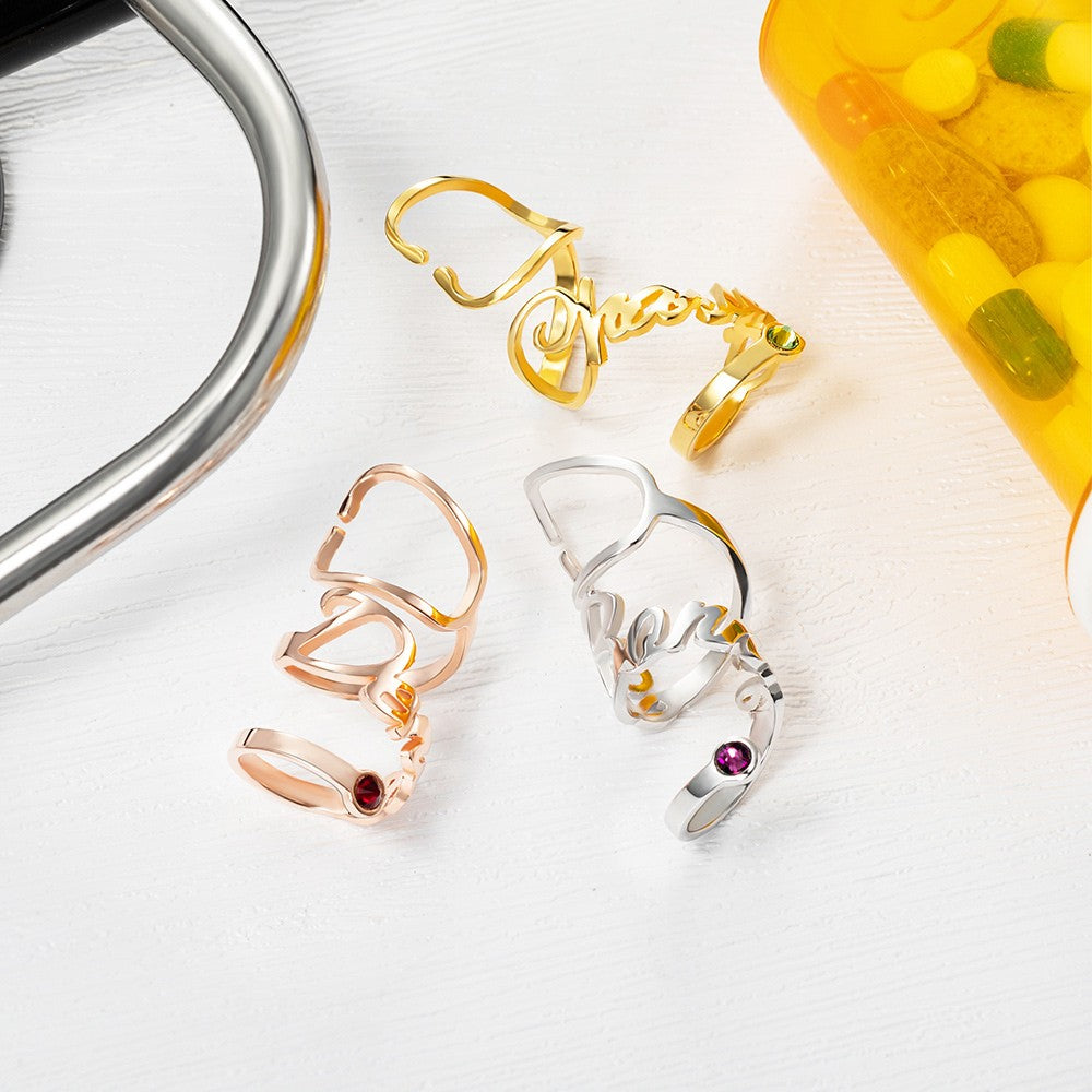 Personalized Stethoscope ID Tag with Birthstone & Name, Appreciation/Graduation Gift for Doctor/Nurse/Medical Students