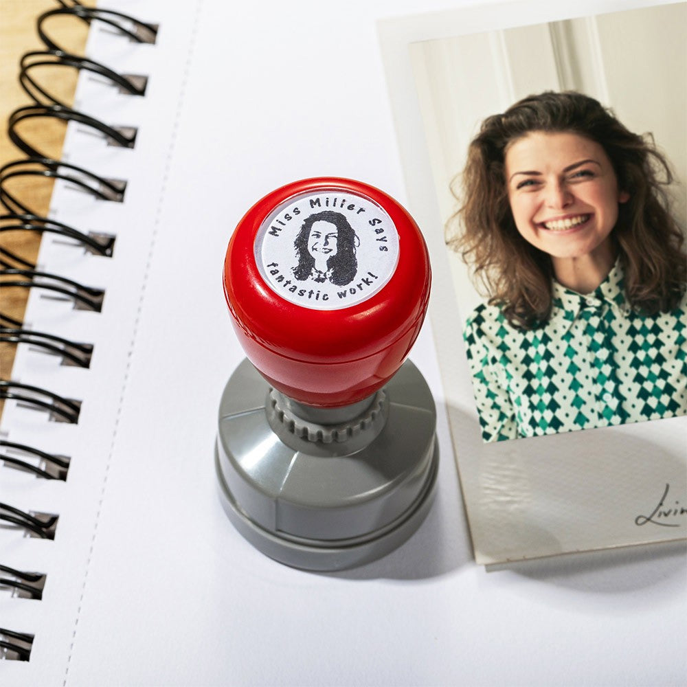 Custom Face Portrait Self-Inking Teacher Stamps for Classroom, Logo Stamps for Homework Grading, Back To School Thank You Gift for Teacher