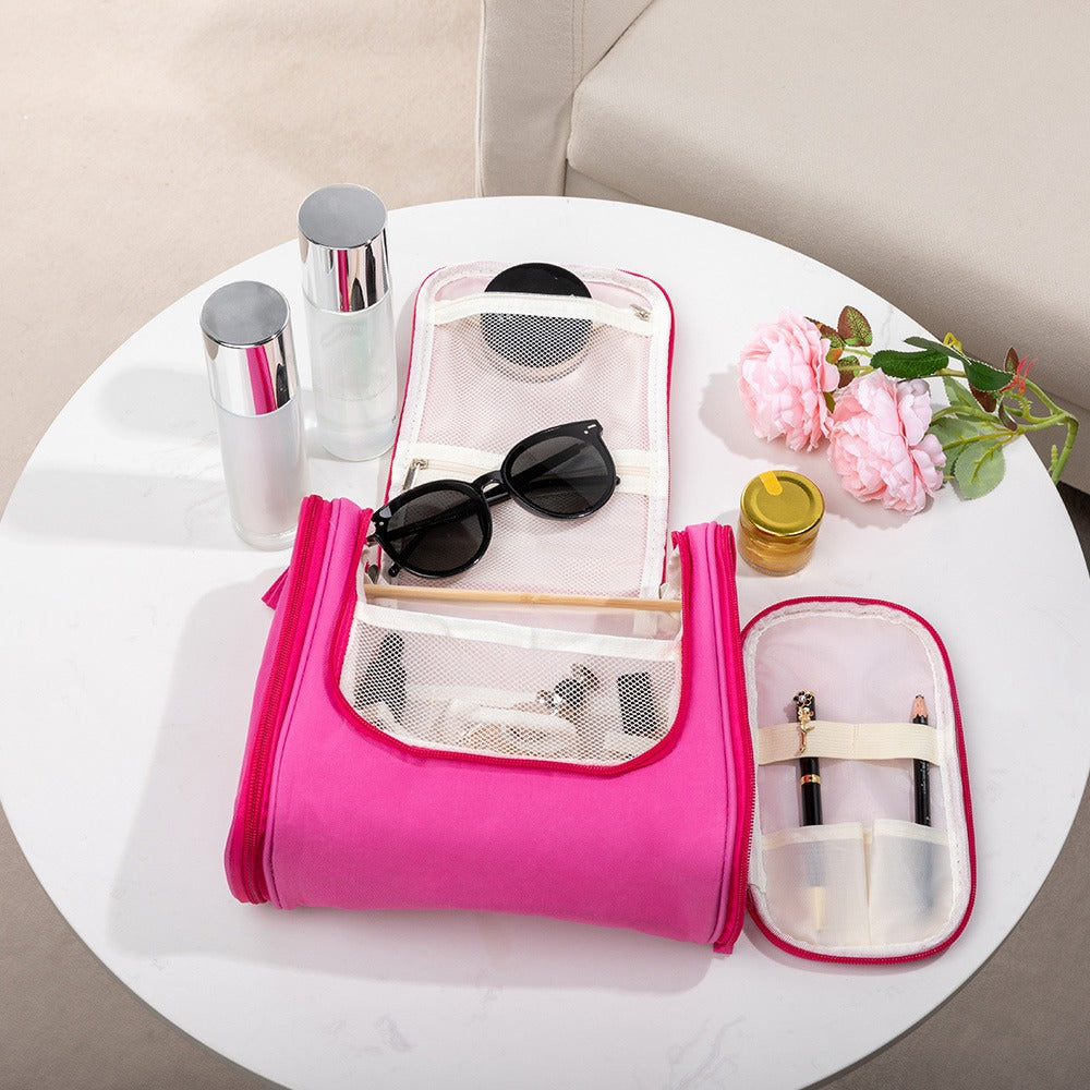 Personalized Name & Birth Flower Toiletry Bag, Travel Toiletry Organizer with Hanging Hook, Travel Accessories, Birthday Gift for Women/Wife/Her