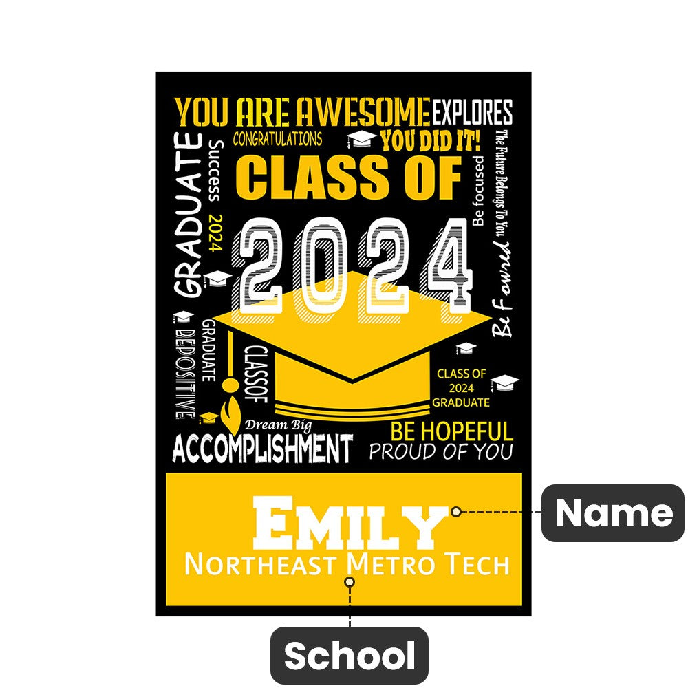 Personalized Multicolor Class of 2025 Bachelor Cap Soft Graduation Flannel Blanket with Text, Graduation Inspirational Gift for Graduates