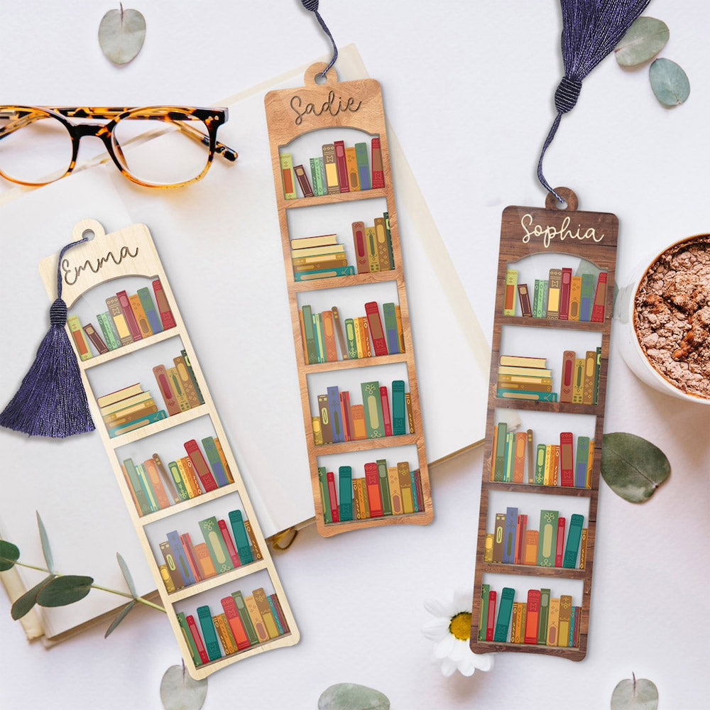 BUY 2 FREE SHIPPING Personalized Name Bookshelf Bookmark, Bookmark Gift For Her, Gift For Book Lovers, Bookworm Gift