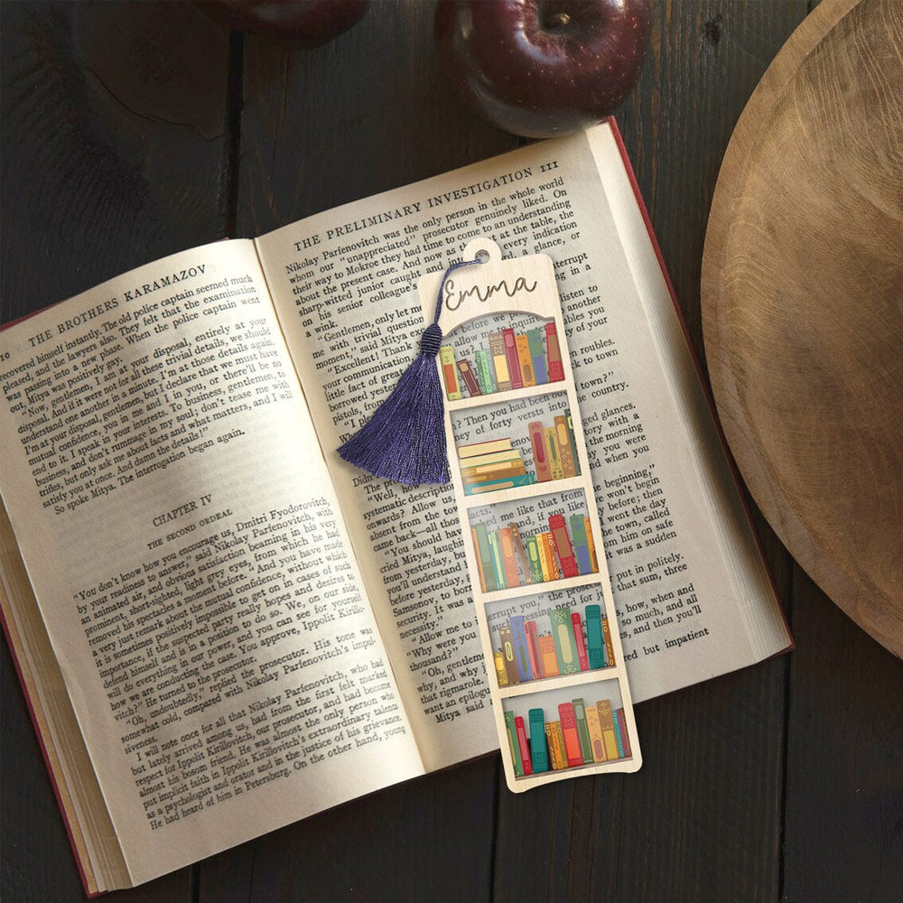 BUY 2 FREE SHIPPING Personalized Name Bookshelf Bookmark, Bookmark Gift For Her, Gift For Book Lovers, Bookworm Gift