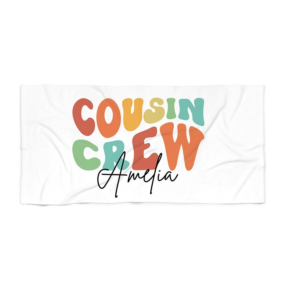 Personalized Groovy Cousin Crew Kids Beach Towel, Perfect for Family Outings