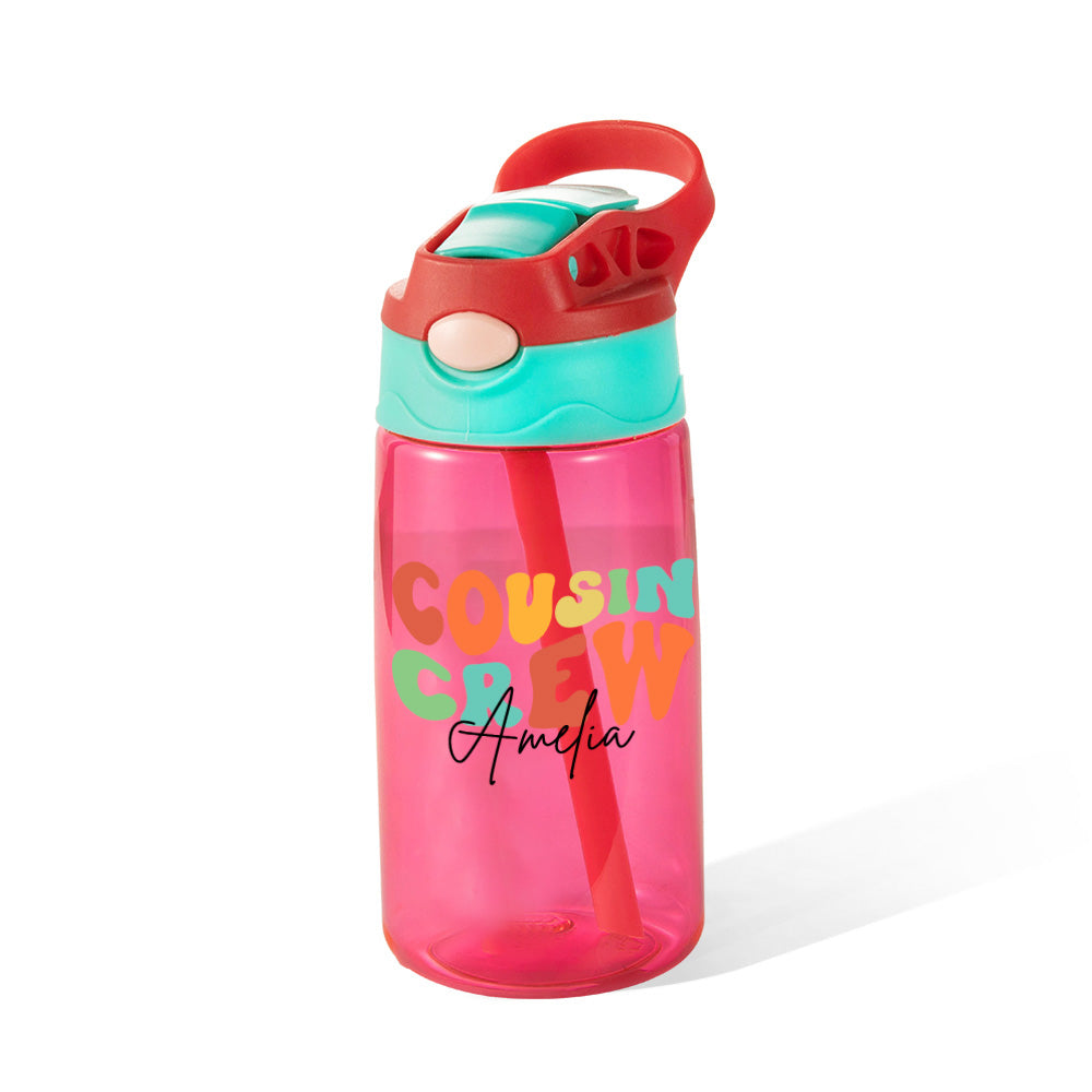 Custom Name Cousin Crew Kids Water Bottle, Perfect for Family Outings