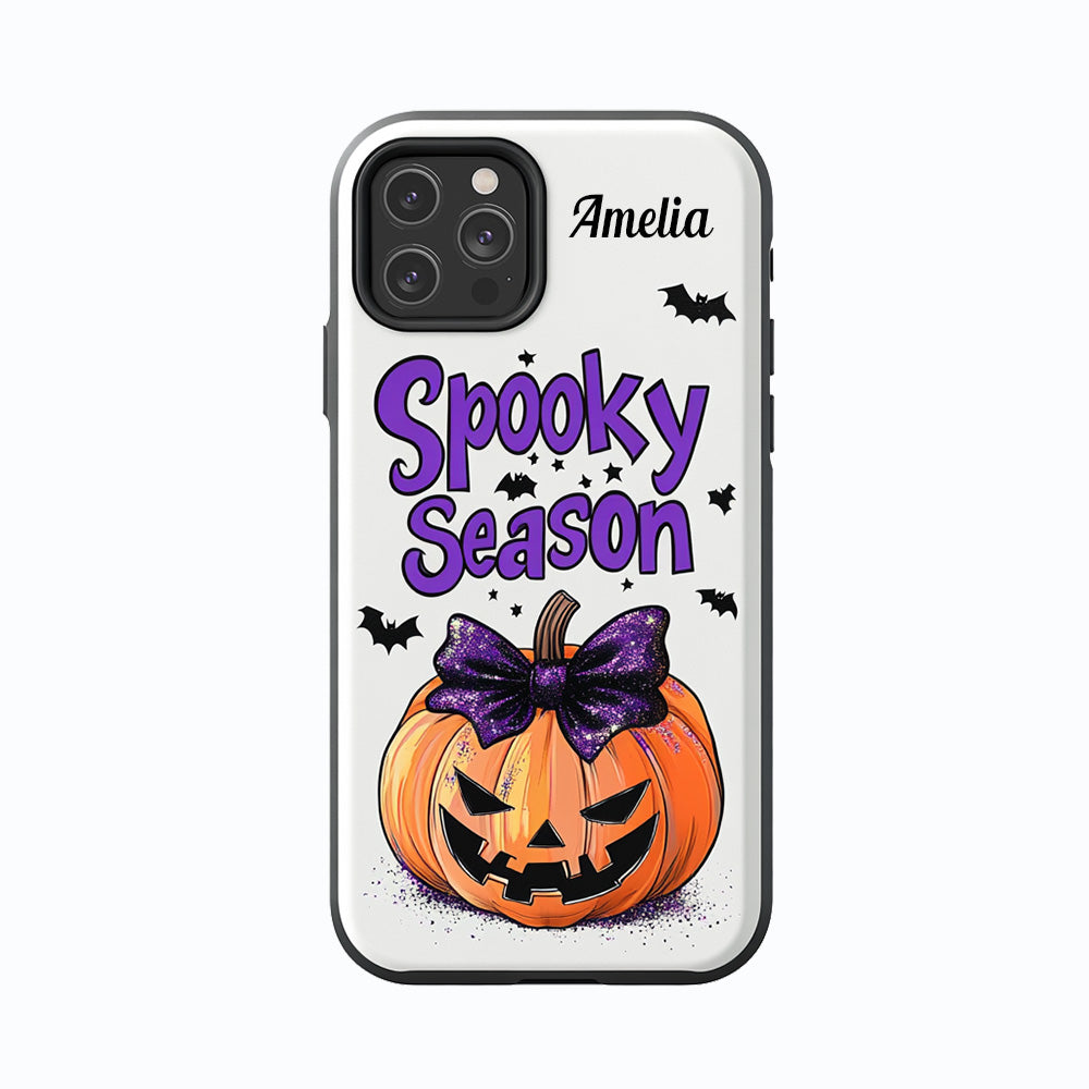 Personalized Name Spooky Season Pumpkin Phone Case, iPhone, Pixel, Samsung