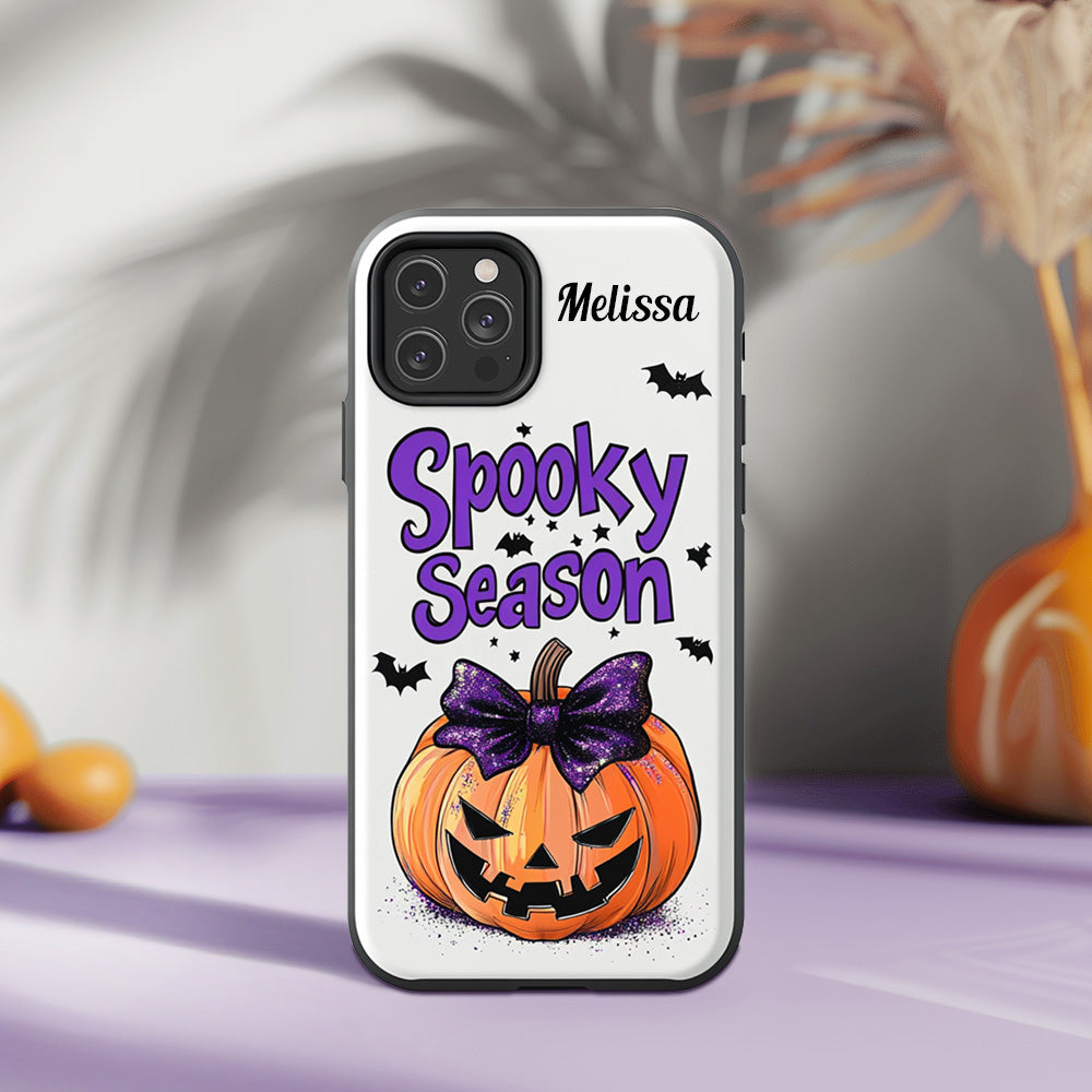 Personalized Name Spooky Season Pumpkin Phone Case, iPhone, Pixel, Samsung