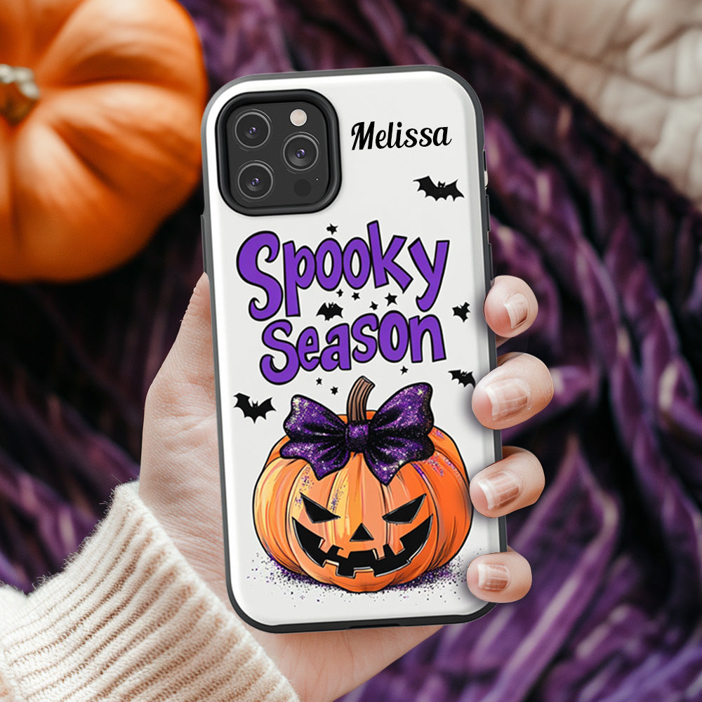Personalized Name Spooky Season Pumpkin Phone Case, iPhone, Pixel, Samsung
