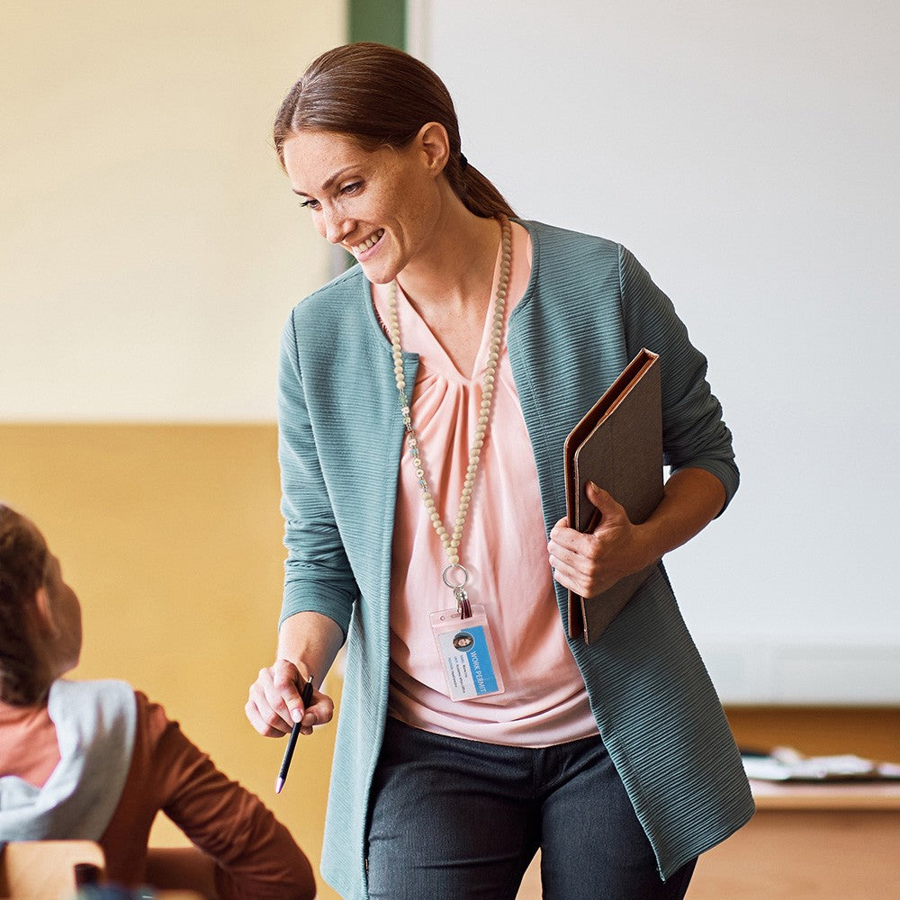 Personalized Colorful Beaded Teacher Lanyard with Tassel, Custom Name Wooden School Lanyard, Back to School/End of Year Gift for Teacher/Educator