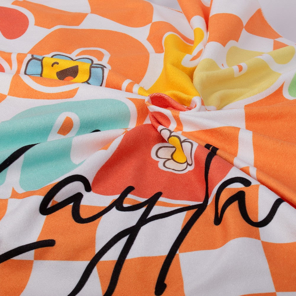 Personalized Groovy Cousin Crew Plaid Beach Towel, Perfect for Family Outings