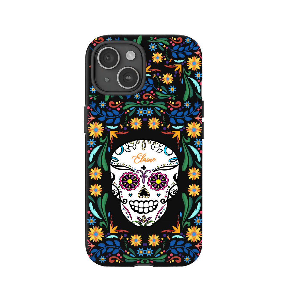 Personalized Multiple Designs Day of the Dead Floral Skull Phone Case,Custom Name, iPhone, Pixel, Samsung