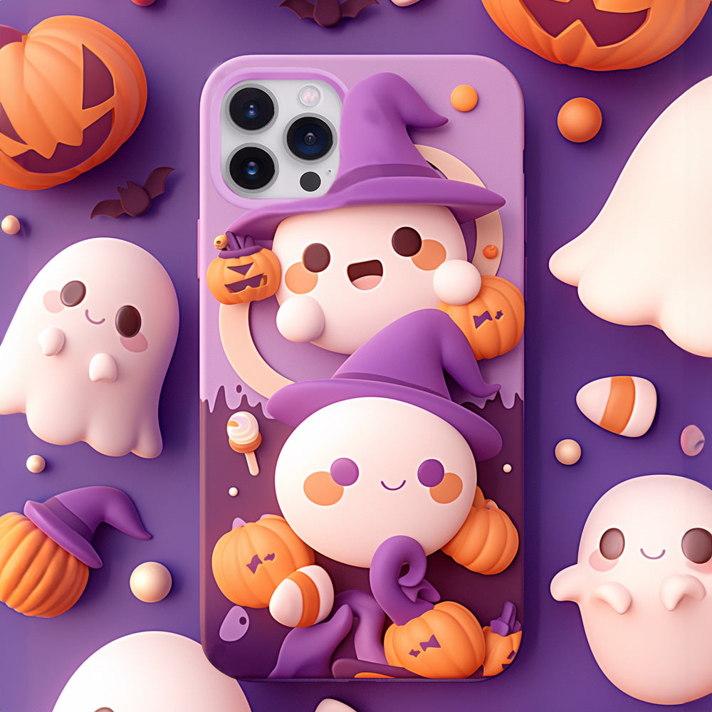 Halloween Ghost  and Pumpkin Phone Case,iPhone,Samsung,Google Pixel