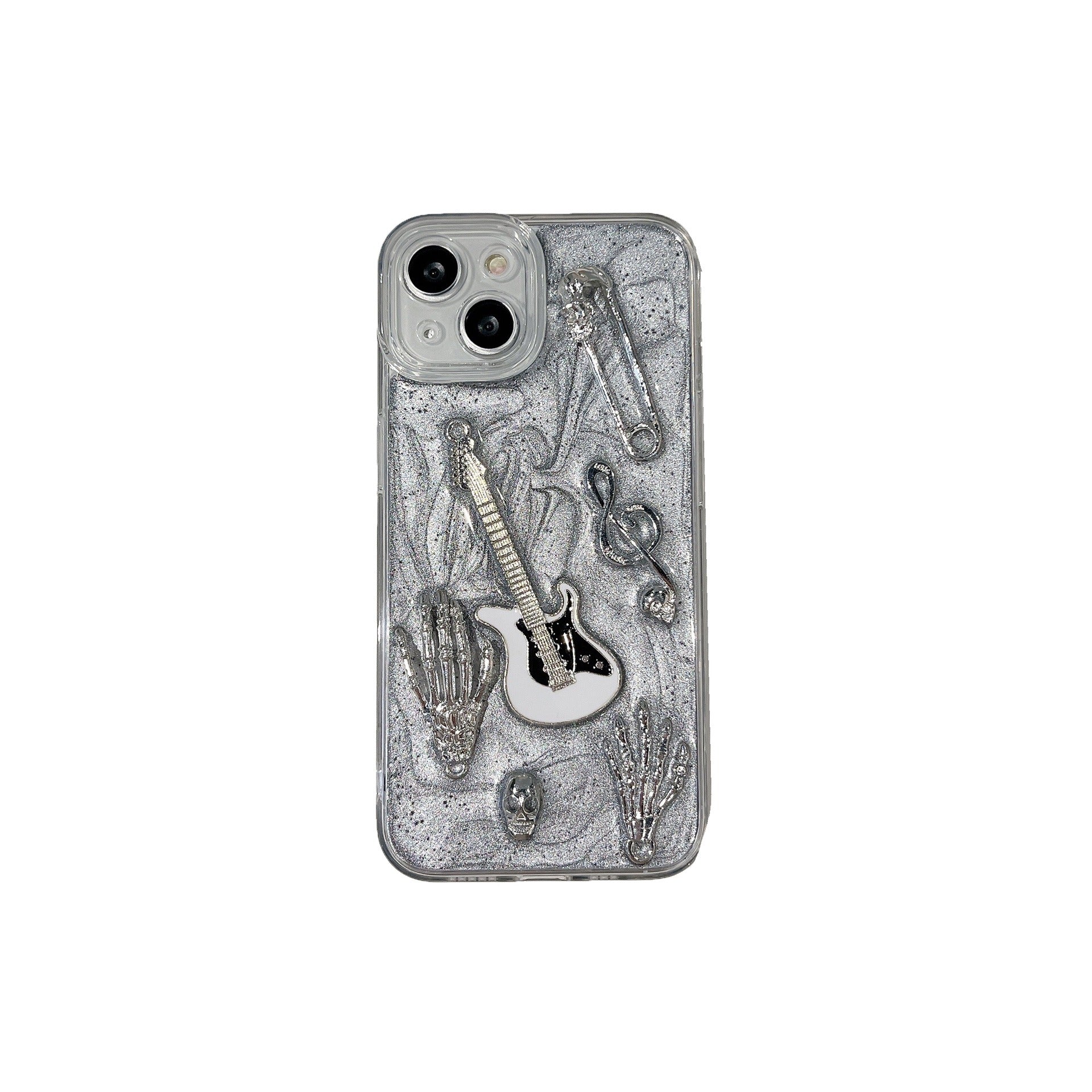 3D Metallic Skeleton Hands Guitar iPhone Case