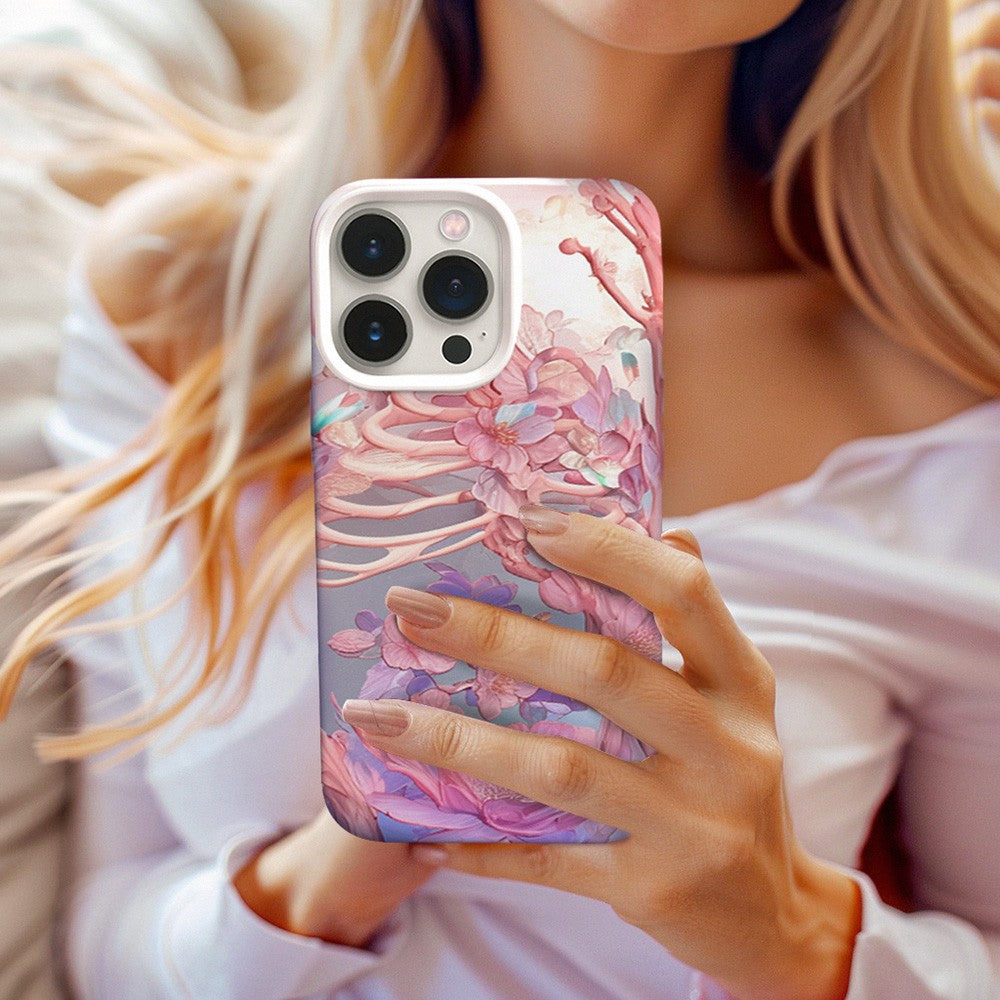 Colorful Floral Skull Design Phone Case, Artistic Cover,iPhone, Pixel, Samsung