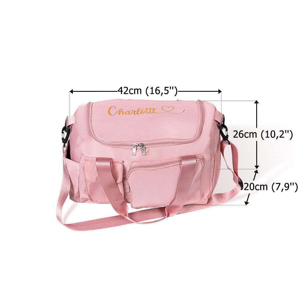 Personalized Name Multi-compartment Waterproof Weekender Bag with Shoulder Strap, Overnight Duffel Bag, Birthday/Back to School/Weekend Gift for Women