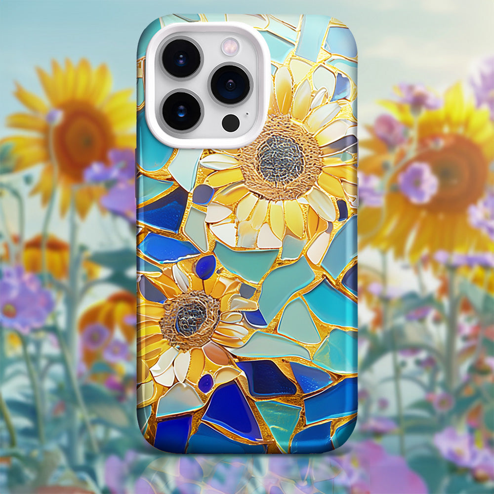 Sunflower Mosaic Phone Case,Multiple Styles for iPhone, Samsung Galaxy, Google Pixel