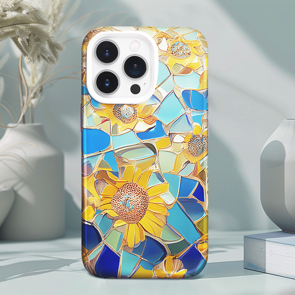 Sunflower Mosaic Phone Case,Multiple Styles for iPhone, Samsung Galaxy, Google Pixel