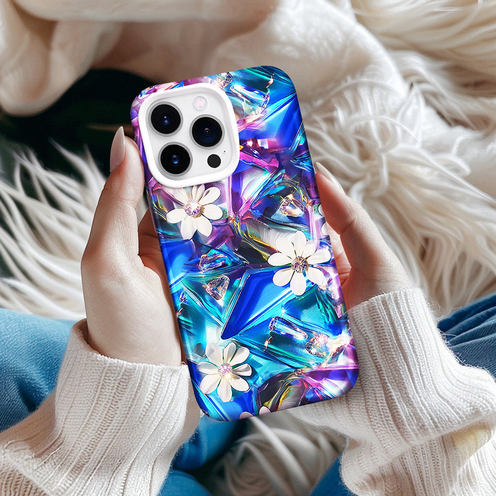 Floral Gemstone Mosaic Style Phone Case, Multiple Styles Available for iPhone, Samsung Galaxy, Google Pixel