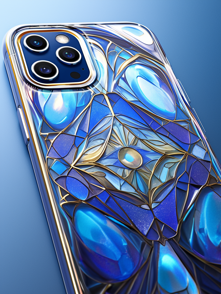3D Stained Glass Vibrant Blue Mosaic Glass Phone Case,Stunning Design for iPhone, Samsung Galaxy, Google Pixel