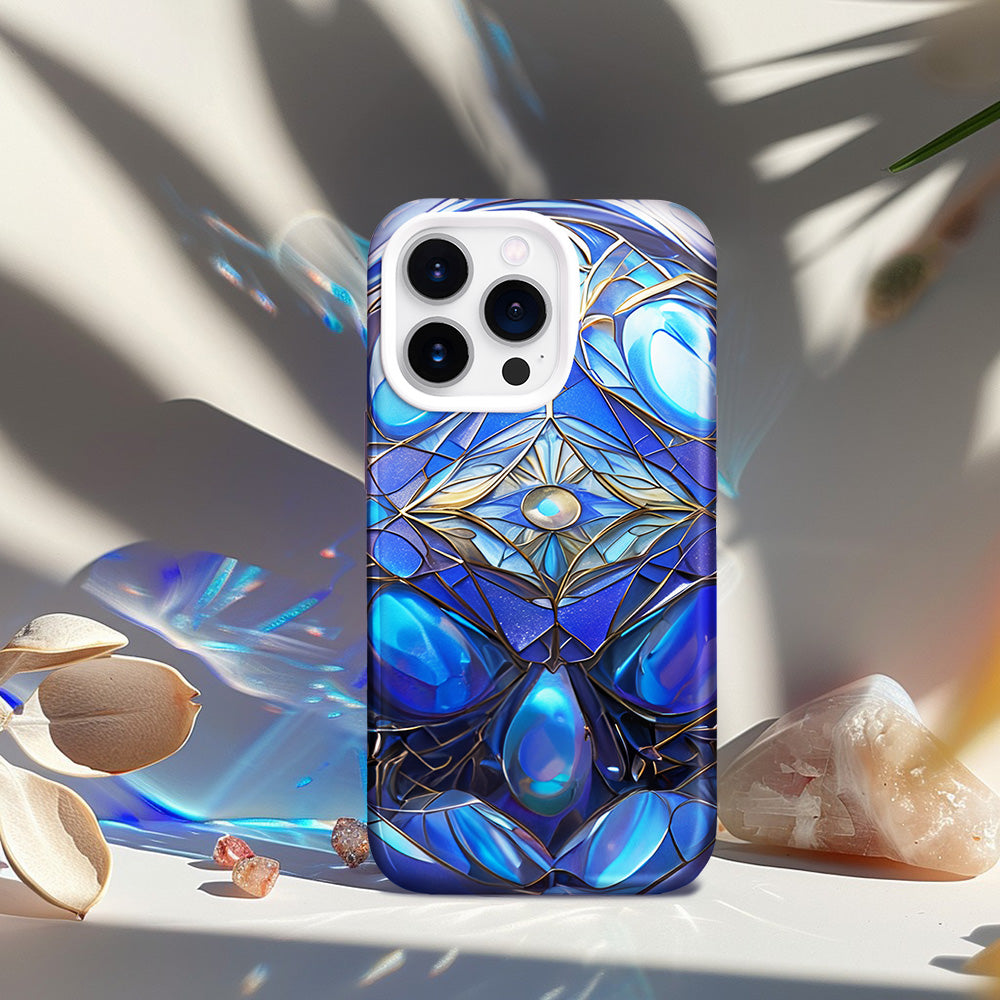 3D Stained Glass Vibrant Blue Mosaic Glass Phone Case,Stunning Design for iPhone, Samsung Galaxy, Google Pixel