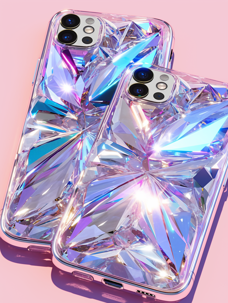 3D Pink Mosaic Glass Texture Phone Case,Stunning Design for iPhone, Samsung Galaxy, Google Pixel