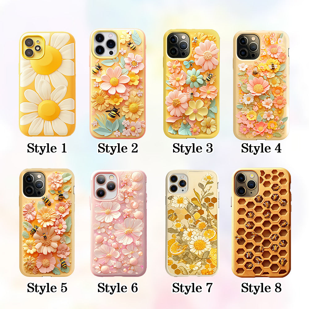 Floral and Honeycomb 3D Phone Case Collection,Multiple Styles for iPhone, Samsung Galaxy, Google Pixel