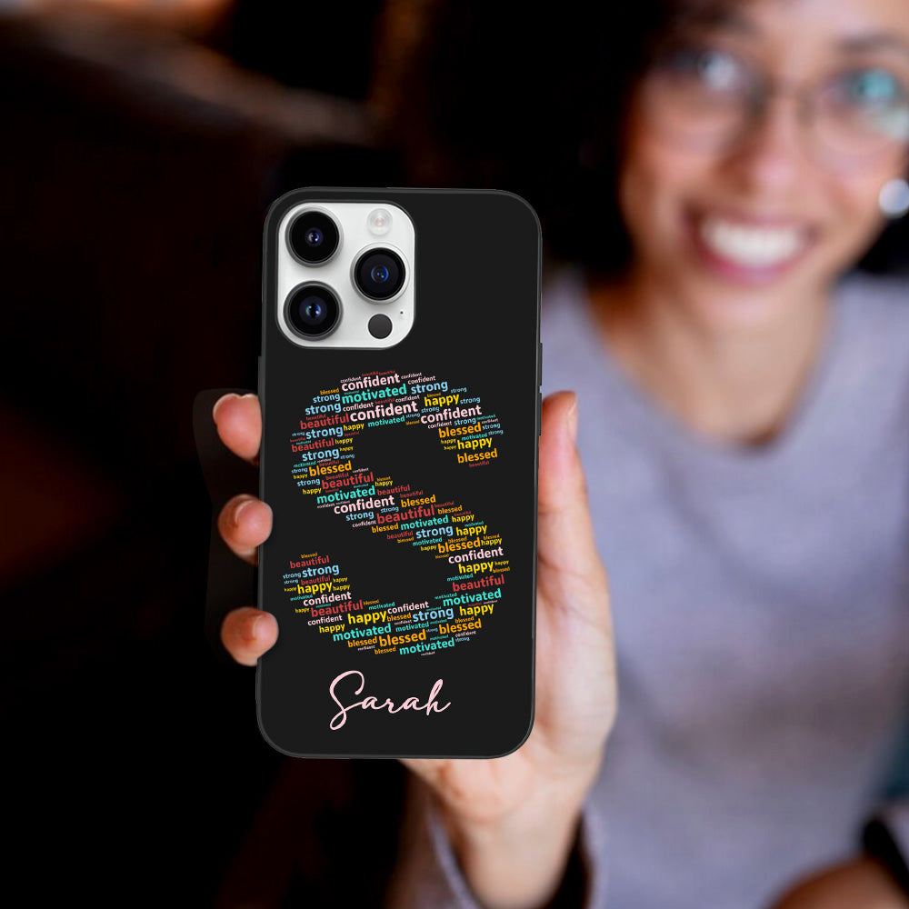 Custom Name Phone Case with Positive Affirmation Word Cloud Design,for iPhone, Samsung Galaxy, Google Pixel