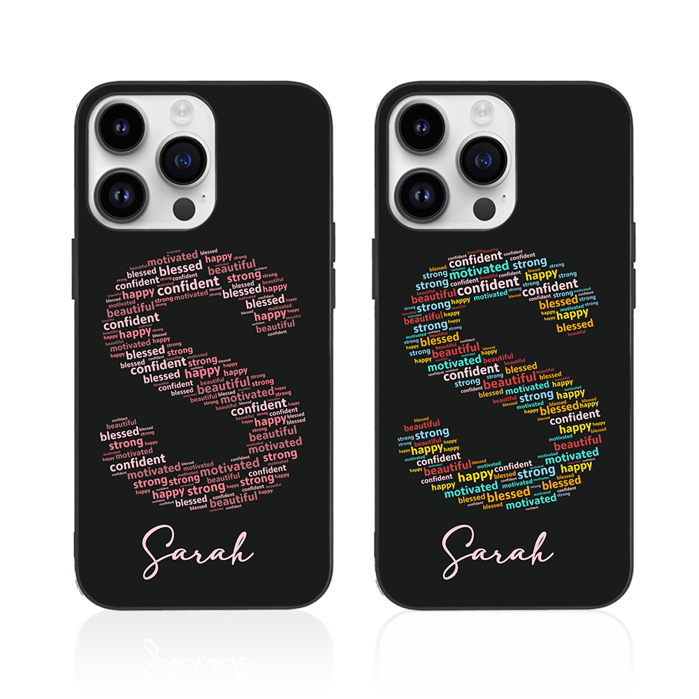 Custom Name Phone Case with Positive Affirmation Word Cloud Design,for iPhone, Samsung Galaxy, Google Pixel