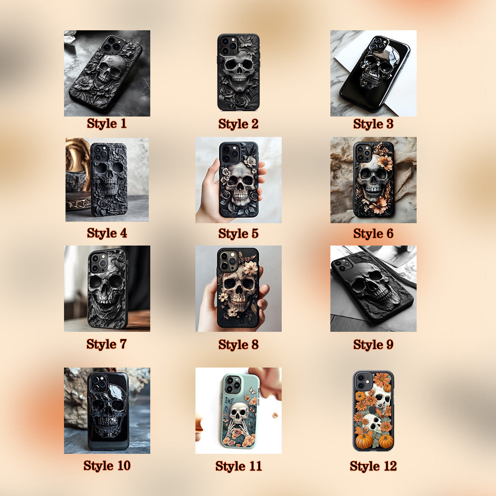 3D Gothic Skull Phone Case Collection,Multiple Styles for iPhone, Samsung Galaxy, Google Pixel