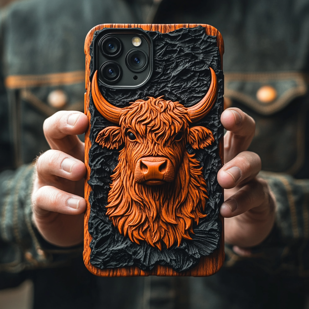 3D Print Highland Cow Phone Case,Multiple Designs Available for iPhone, Samsung Galaxy, Google Pixel