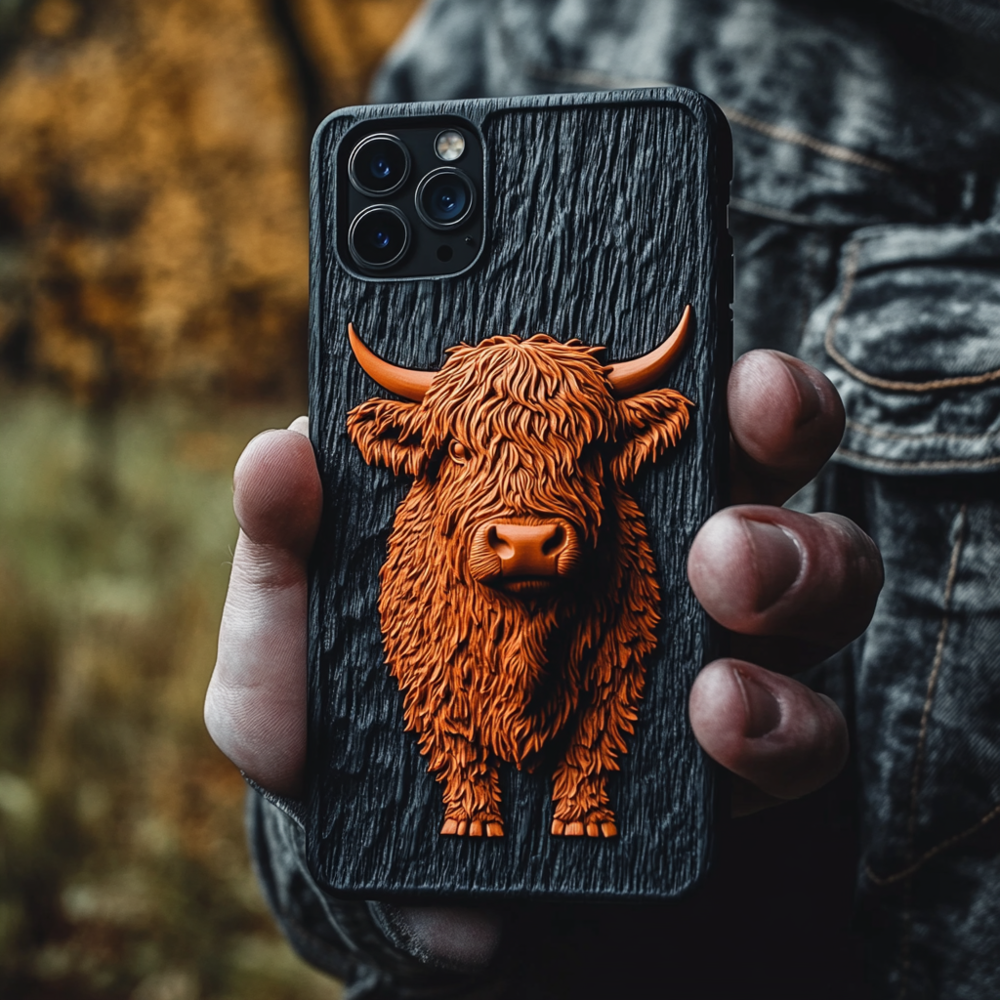 3D Print Highland Cow Phone Case,Multiple Designs Available for iPhone, Samsung Galaxy, Google Pixel