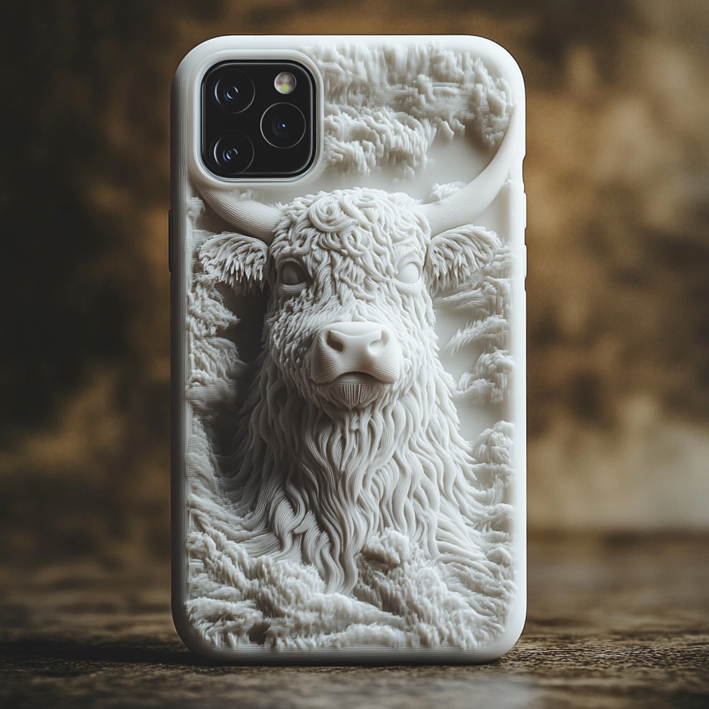 3D Print Highland Cow Phone Case,Multiple Designs Available for iPhone, Samsung Galaxy, Google Pixel
