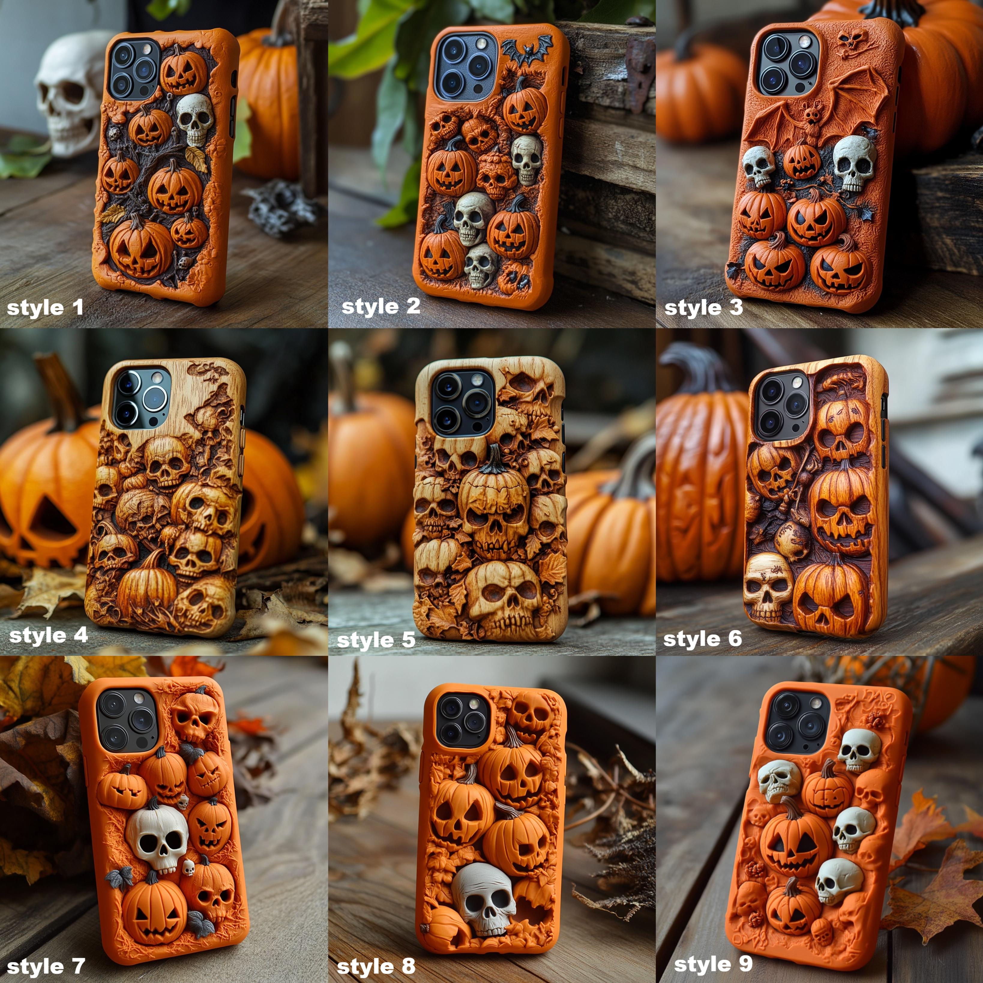 Spooky szn/Spooky Season Halloween Phone Cases, Multiple Designs,Spooky Season Pumpkin and Skull Patterns for iPhone, Samsung Galaxy, Google Pixel