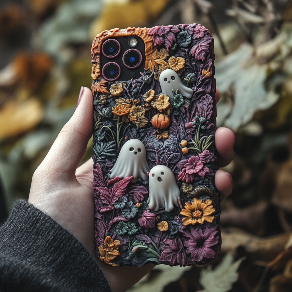Spooky szn/Spooky Season Halloween Cute Ghost Flower Phone Case,Spooky Season for iPhone