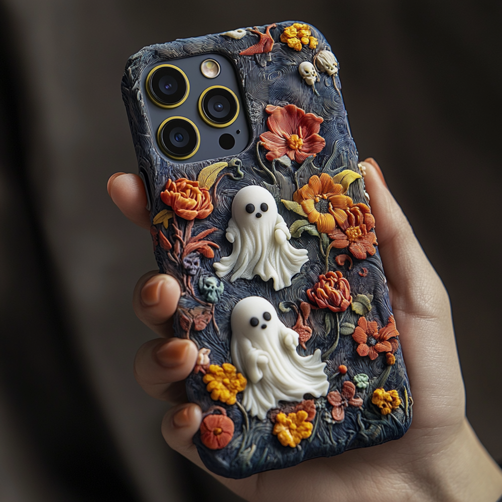 Spooky szn/Spooky Season Halloween Cute Ghost Flower Phone Case,Spooky Season for iPhone