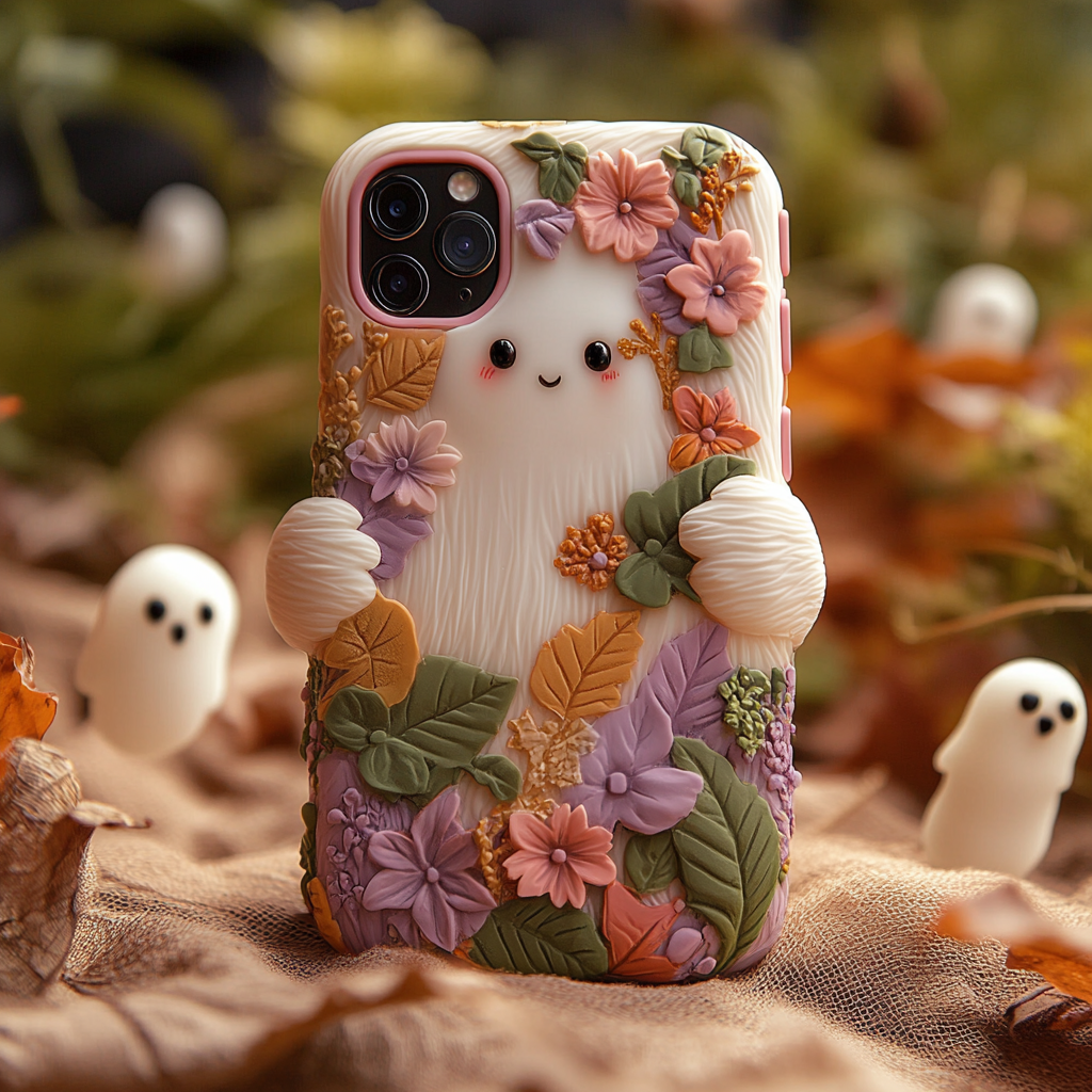 Spooky szn/Spooky Season Floral Ghost Halloween Phone Case,Spooky Season, Cute Design for iPhone, Samsung Galaxy, Google Pixel