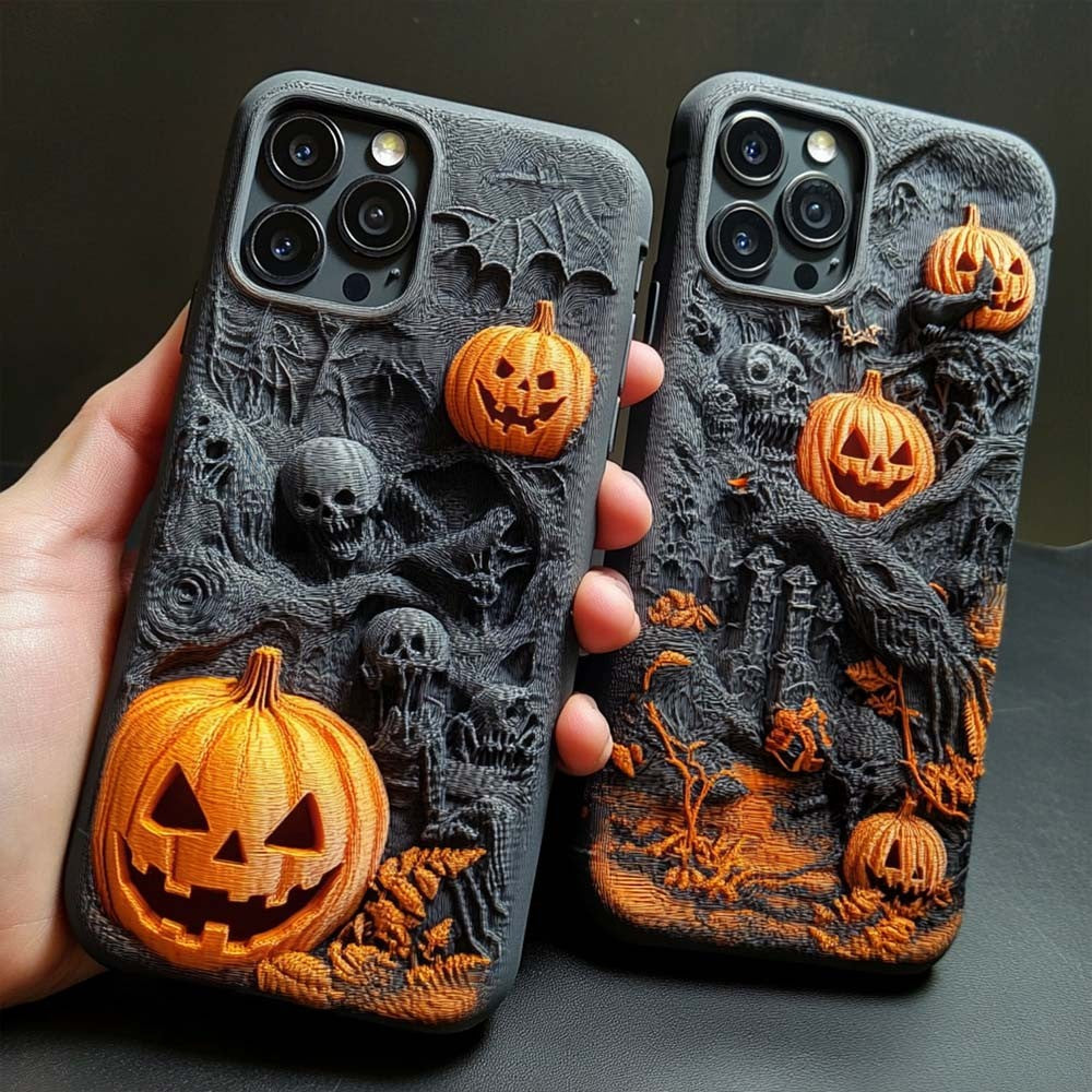 Halloween 3D Pumpkins Phone Case,Multiple Styles Available for iPhone, Samsung Galaxy, Google Pixel