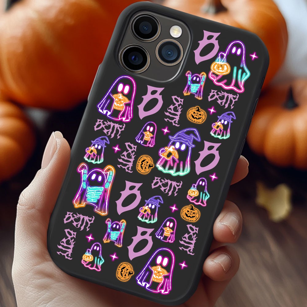 Spooky szn/Spooky Season Halloween Ghost Neon Phone Case,Premium Protective Cover for iPhone, Samsung Galaxy, Google Pixel