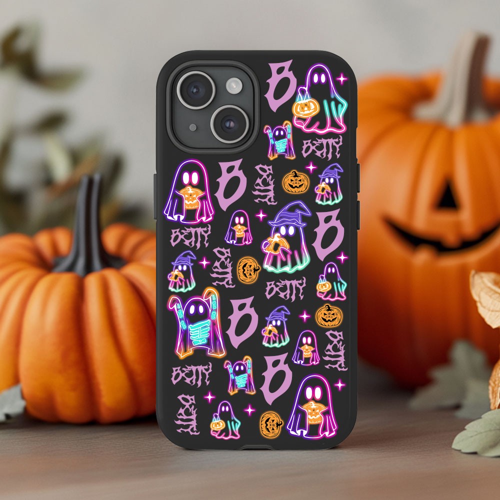 Spooky szn/Spooky Season Halloween Ghost Neon Phone Case,Premium Protective Cover for iPhone, Samsung Galaxy, Google Pixel