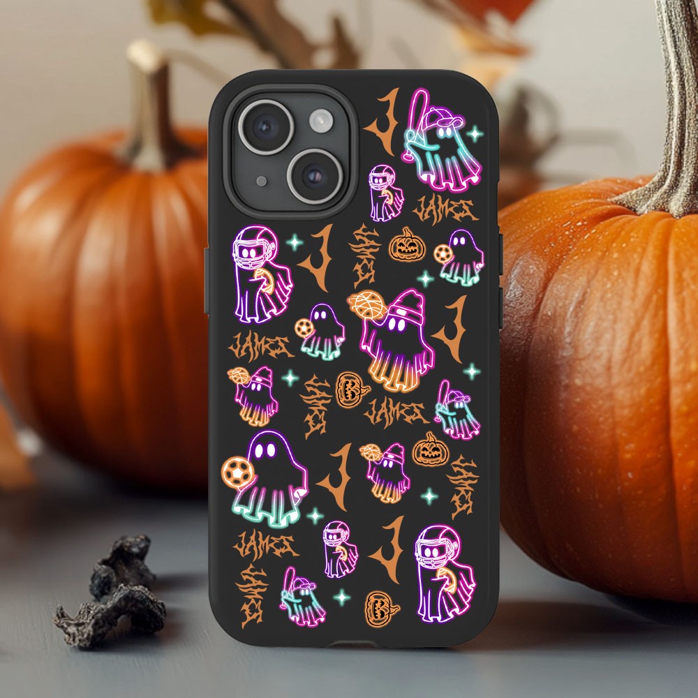 Spooky szn/Spooky Season Halloween Ghost Neon Phone Case,Premium Protective Cover for iPhone, Samsung Galaxy, Google Pixel