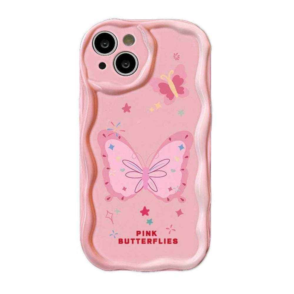 3D Pink Butterfly Stand Soft Silicone iPhone Case