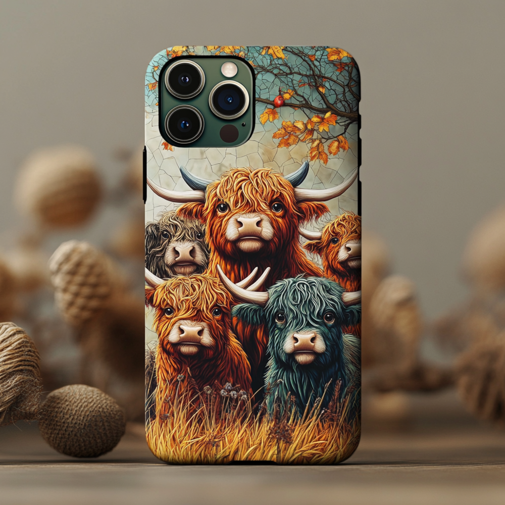 Highland Cow Phone Case,Cute Farm Animal Design, Multiple Styles Available for iPhone, Samsung Galaxy, Google Pixel, Xiaomi