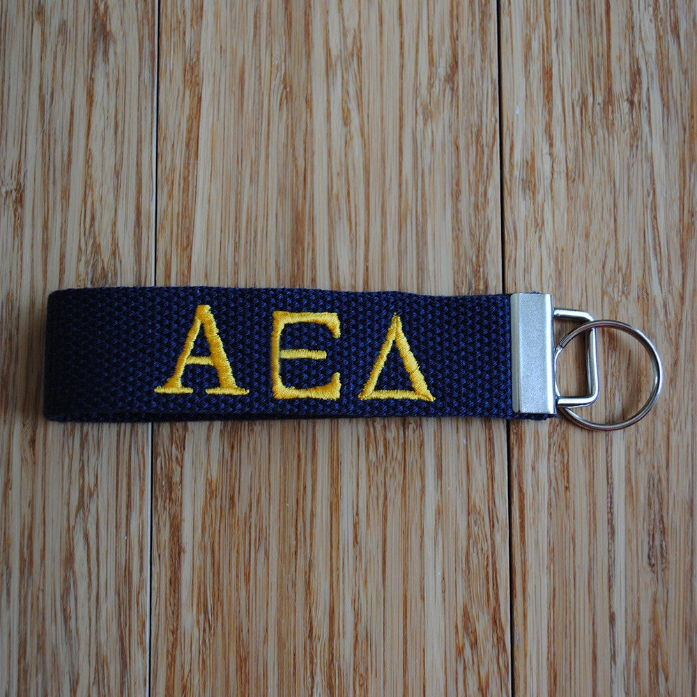 Personalized Embroidery Sorority Keychain, Multicolor Canvas Greek Letter Key Chain, Greek Life, Official Licensed Product, Gift for Her