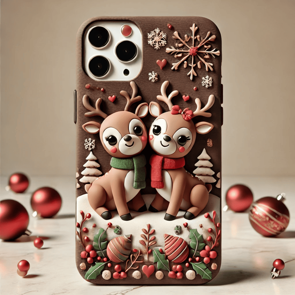Christmas Reindeer Phone Case,Multiple Reindeer Winter Design for iPhone, Samsung Galaxy, Google Pixel, Xiaomi