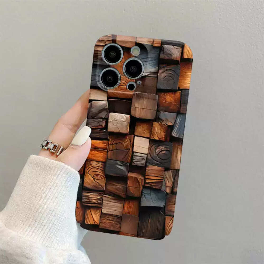 Retro Wooden Block Pattern Phone Case,Stylish Vintage Design For iPhone, Samsung Galaxy, Google Pixel, Xiaomi