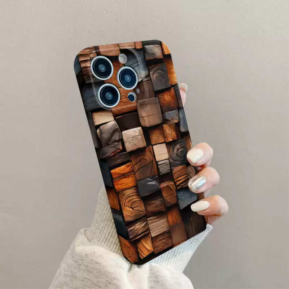 Retro Wooden Block Pattern Phone Case,Stylish Vintage Design For iPhone, Samsung Galaxy, Google Pixel, Xiaomi