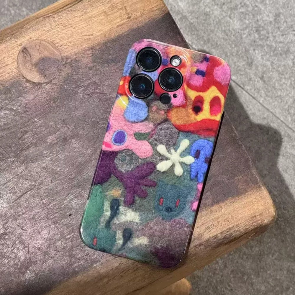 Playful Embroidered Phone Case Collection for Samsung and IPhone, Cute Cat, Birds, and Floral Fun