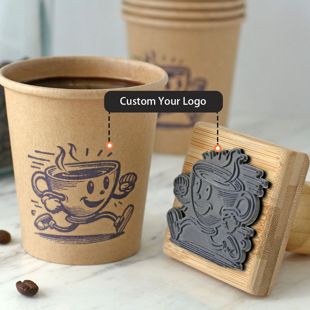 Custom Logo Wood Stamp for Business, Coffee Cup Stamp, Wedding Stamp with Ink Pad, Small Business Rubber Stamps, Kraft Paper Bag Branding, Small & Large Stamps for Mailers